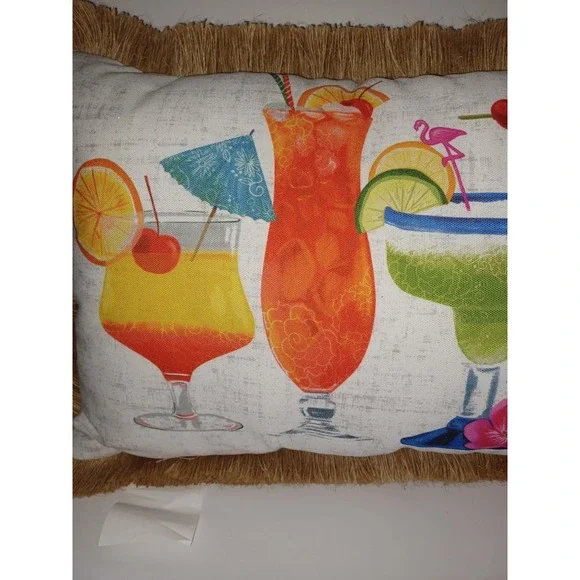 Tommy Bahama Indoor Outdoor Pillow Tropical Drink"Why Limit Happy To An Hour"NWT - Picture 10 of 11